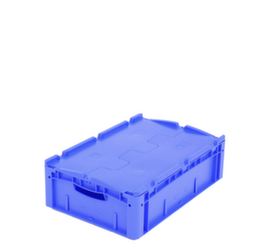 Euronorm-Stapelbehälter, blau, Inhalt 32 l, Zweiteiliger Scharnierdeckel