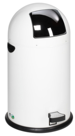 Tretabfallbehälter mit Klappdeckel aus Edelstahl, 33 l, weiß