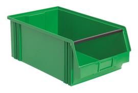 Stapelbarer Sichtlagerkasten Classic mit großer Griffmulde, grün, Tiefe 510 mm
