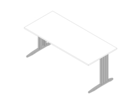 Quadrifoglio Schreibtisch Practika mit C-Fußgestell, Breite x Tiefe 1800 x 800 mm, Platte weiß
