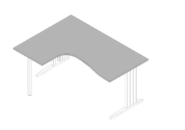 Quadrifoglio Winkel-Schreibtisch Practika, C-Fußgestell, Breite 1600 mm, grau/weiß