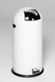 Tretabfallbehälter mit Klappdeckel aus Edelstahl, 52 l, weiß