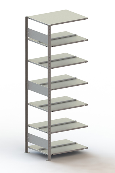 META Akten-Steckregal Anbaufeld zur beidseitigen Nutzung, 7 Böden, mit korrosionsschützender Zinkbeschichtung Standard 1 ZOOM