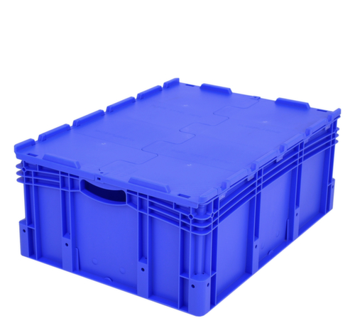BITO Großvolumiger Euronorm-Stapelbehälter, blau, Inhalt 128 l, Scharnierdeckel