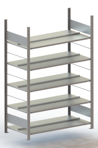 META Akten-Steckregal zur beidseitigen Nutzung, 5 Böden, mit korrosionsschützender Zinkbeschichtung