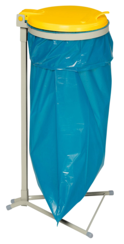 VAR MĂŒllsackstĂ€nder, fĂŒr 120-Liter-SĂ€cke, kieselgrau, Deckel gelb