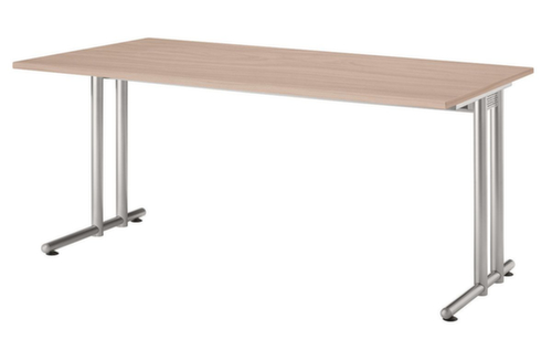 Schreibtisch Terra Nova mit C-Fußgestell, Breite x Tiefe 1600 x 800 mm, Platte Nussbaum