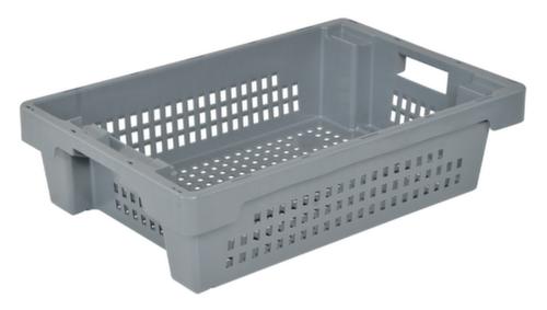 Euronorm-DrehstapelbehÀlter WÀnde + Boden durchbrochen, grau, Inhalt 25 l