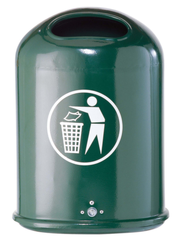 Ovaler AbfallbehĂ€lter fĂŒr den AuĂenbereich, 45 l, RAL6005 MoosgrĂŒn