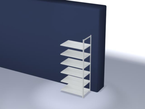 hofe Akten-Schraubregal Anbaufeld zur beidseitigen Nutzung, 6 Böden, RAL7035 Lichtgrau