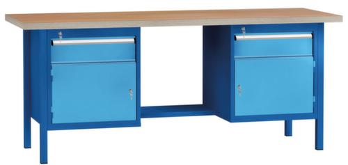 KLW Lutz Werkbank mit Multiplexplatte, 2 Schubladen, 2 Schränke, 1/2 Ablageboden