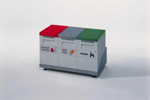 Wertstoffsammelbox, 15 l, hellgrau, Deckel rot