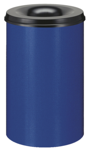 Selbstlöschender Papierkorb aus Stahl, 110 l, blau, Kopfteil schwarz
