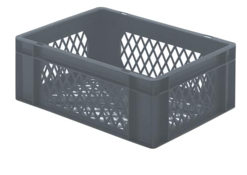 Euronorm-StapelbehÀlter WÀnde + Boden durchbrochen, grau, Inhalt 15 l