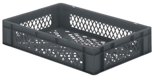 Euronorm-StapelbehÀlter WÀnde + Boden durchbrochen, grau, Inhalt 22 l