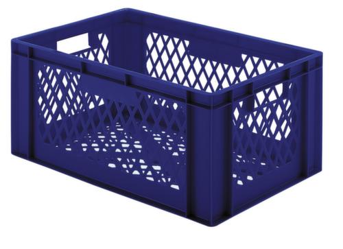 Euronorm-StapelbehÀlter WÀnde + Boden durchbrochen, blau, Inhalt 51 l