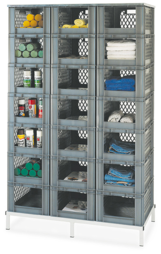 Euronorm-Stapelbehälter mit offener Stirnseite + Wände durchbrochen, grau, Inhalt 61 l