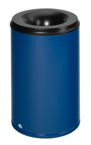 VAR Papierkorb mit Löschkopf, 110 l, RAL5010 Enzianblau, Kopfteil schwarz
