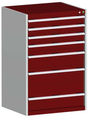 bott Schubladenschrank cubio Grundfläche 800x750 mm, 7 Schublade(n), RAL7035 Lichtgrau/RAL3004 Purpurrot