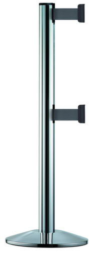 Personenleitsystem EXTEND DOUBLE mit 2 GurtbÀndern und Pfosten, GurtlÀnge 3,7 m, Pfosten chrom