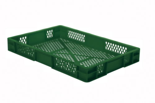 Euronorm-StapelbehĂ€lter WĂ€nde + Boden durchbrochen, grĂŒn, Inhalt 14,5 l