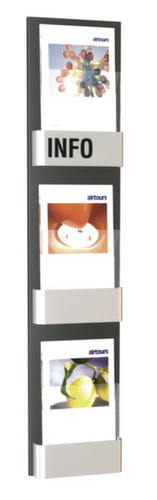 Kerkmann Wandprospekthalter First fĂŒr DIN A4, 3 Ablagen, Gestell anthrazit