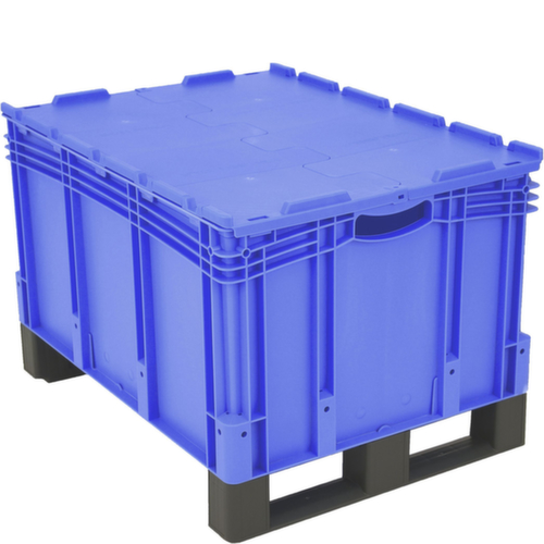 BITO Euronorm-Stapelbehälter mit Doppelboden, blau, Inhalt 164 l, Zweiteiliger Scharnierdeckel
