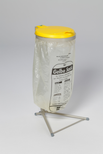 VAR MĂŒllsackstĂ€nder, fĂŒr 120-Liter-SĂ€cke, kieselgrau, Deckel gelb