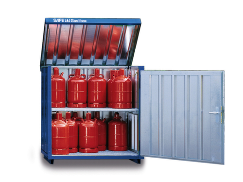 Gasflaschen-Depot mit aufklappbarem Dach