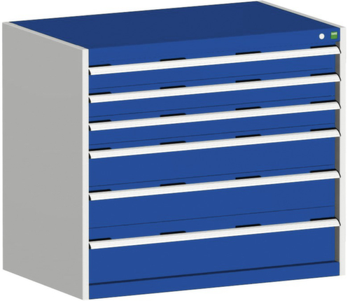 bott Schubladenschrank cubio Grundfläche 1050x650 mm, 6 Schublade(n), RAL7035 Lichtgrau/RAL5010 Enzianblau