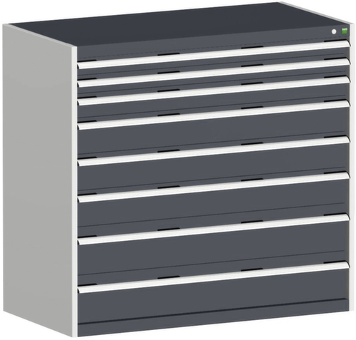 bott Schubladenschrank cubio Grundfläche 1300x650 mm, 8 Schublade(n), RAL7035 Lichtgrau/RAL7016 Anthrazitgrau