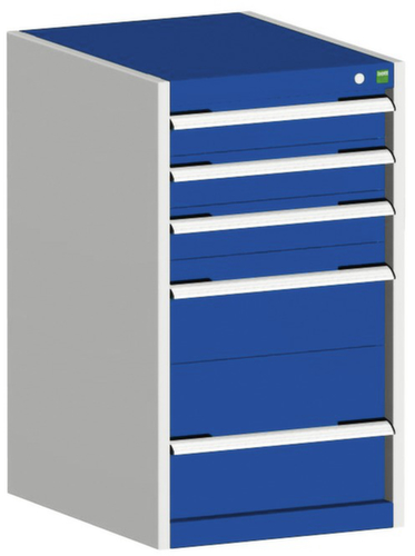 bott Schubladenschrank cubio Grundfläche 525x650 mm, 5 Schublade(n), RAL7035 Lichtgrau/RAL5010 Enzianblau