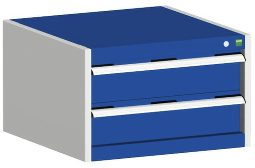 bott Schubladenschrank cubio Grundfläche 650x525 mm, 2 Schublade(n), RAL7035 Lichtgrau/RAL5010 Enzianblau