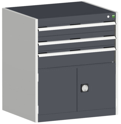 bott Schubladenschrank cubio Grundfläche 800x525 mm, 3 Schublade(n), RAL7035 Lichtgrau/RAL7016 Anthrazitgrau