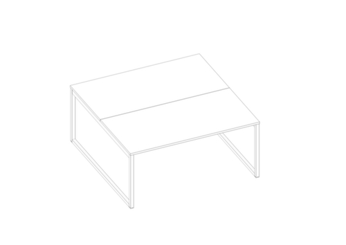 Quadrifoglio Benchtisch Practika mit Kufengestell, Breite x Tiefe 1600 x 1600 mm, Platte weiĂ