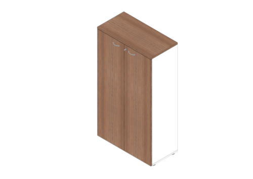 Quadrifoglio BĂŒroschrank Practika, 4 Ordnerhöhen, weiĂ/Nuss Canaletto