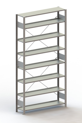 META Akten-Steckregal, 8 Böden, RAL7035 Lichtgrau