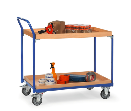 fetra Tischwagen mit Kästen 850x500 mm, Traglast 300 kg, 2 Etagen