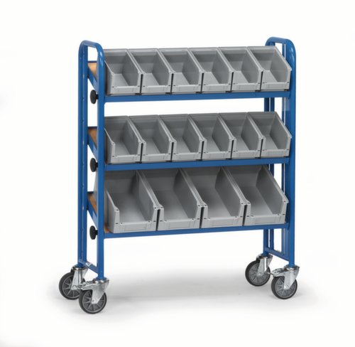 fetra Etagenwagen mit neigbaren Böden und Kästen, Traglast 250 kg, 3 Etagen