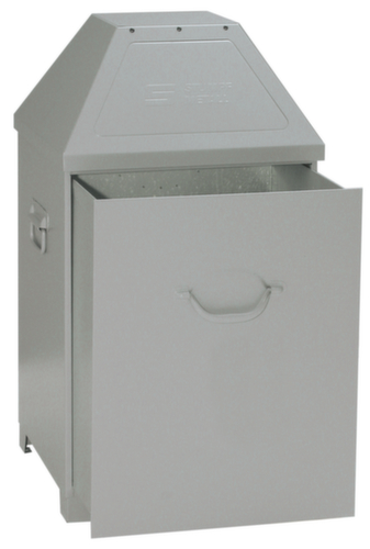 stumpf WertstoffbehĂ€lter ABF Mod. 2 selbstlöschend, 80 l, RAL9006 WeiĂaluminium, Deckel RAL9006 WeiĂaluminium