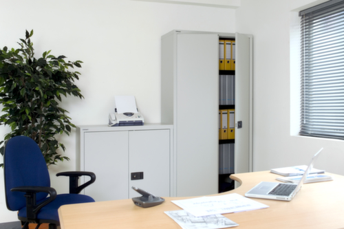 Bisley Aktenschrank, 2 Ordnerhöhen, lichtgrau/lichtgrau