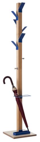 Paperflow Garderobenständer easyCloth aus Holz mit Schirmhalter, mit 6/2 Haken, natur/blau