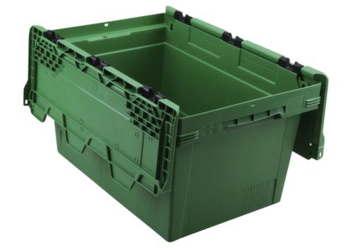 Allit Euronorm-MehrwegbehĂ€lter ProfiPlus CrocoLid 40/32, grĂŒn, LĂ€nge x Breite 600 x 400 mm, Krokodildeckel