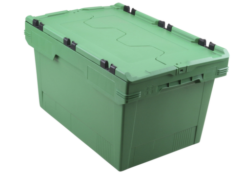 Allit Euronorm-MehrwegbehĂ€lter ProfiPlus CrocoLid 40/32, grĂŒn, LĂ€nge x Breite 600 x 400 mm, Krokodildeckel