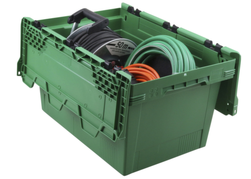 Allit Euronorm-MehrwegbehĂ€lter ProfiPlus CrocoLid 40/32, grĂŒn, LĂ€nge x Breite 600 x 400 mm, Krokodildeckel