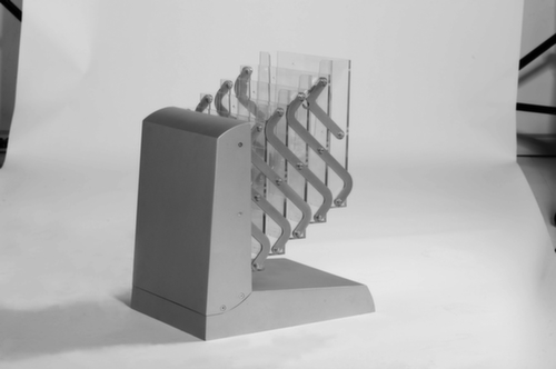 Faltbarer Prospektständer, 5 Ablagen, Gestell silbergrau