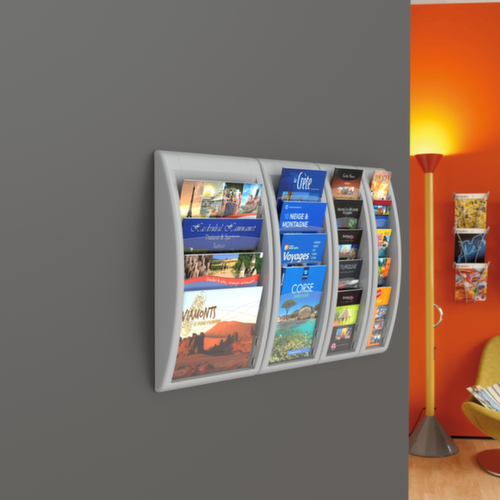 Paperflow Wandprospekthalter Quick Fit, 5 Ablagen, Gestell grau