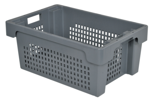 Euronorm-DrehstapelbehÀlter WÀnde + Boden durchbrochen, grau, Inhalt 40 l