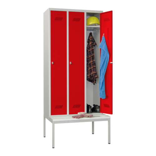 PAVOY Umkleideschrank Basis mit Sitzbank + 3 Abteile, Abteilbreite 300 mm