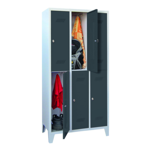 PAVOY Doppelstöckiger Garderobenschrank Basis mit 3x2 Abteilen, Abteilbreite 300 mm